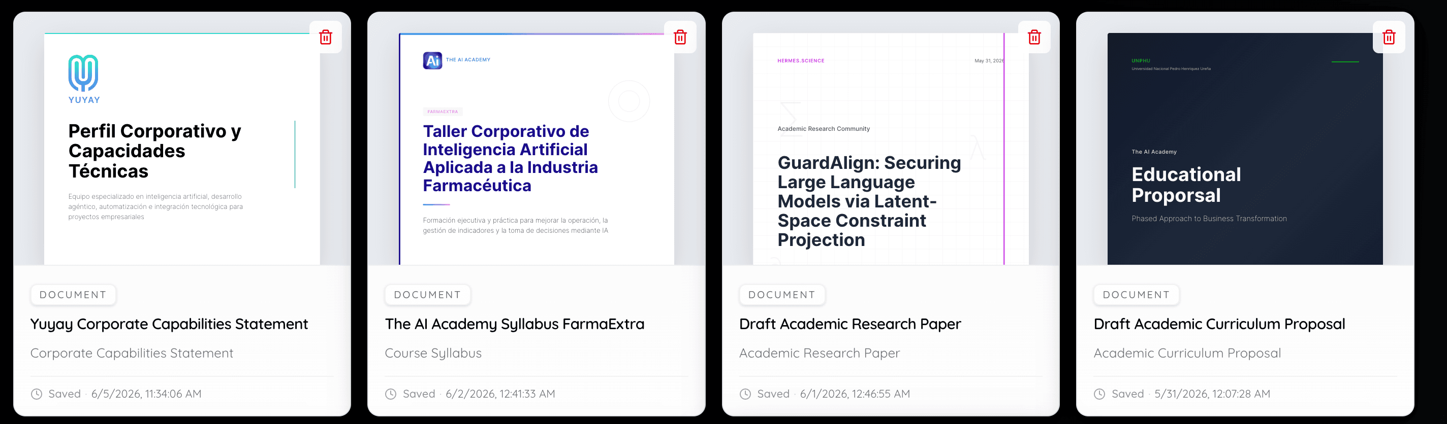 Document library with proposals, syllabi, research papers and curriculum documents