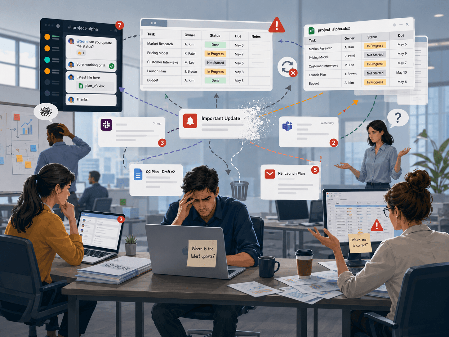 Updates lost across chats and sheets